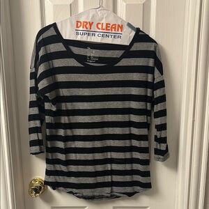 Black and Gray Striped Women's Top